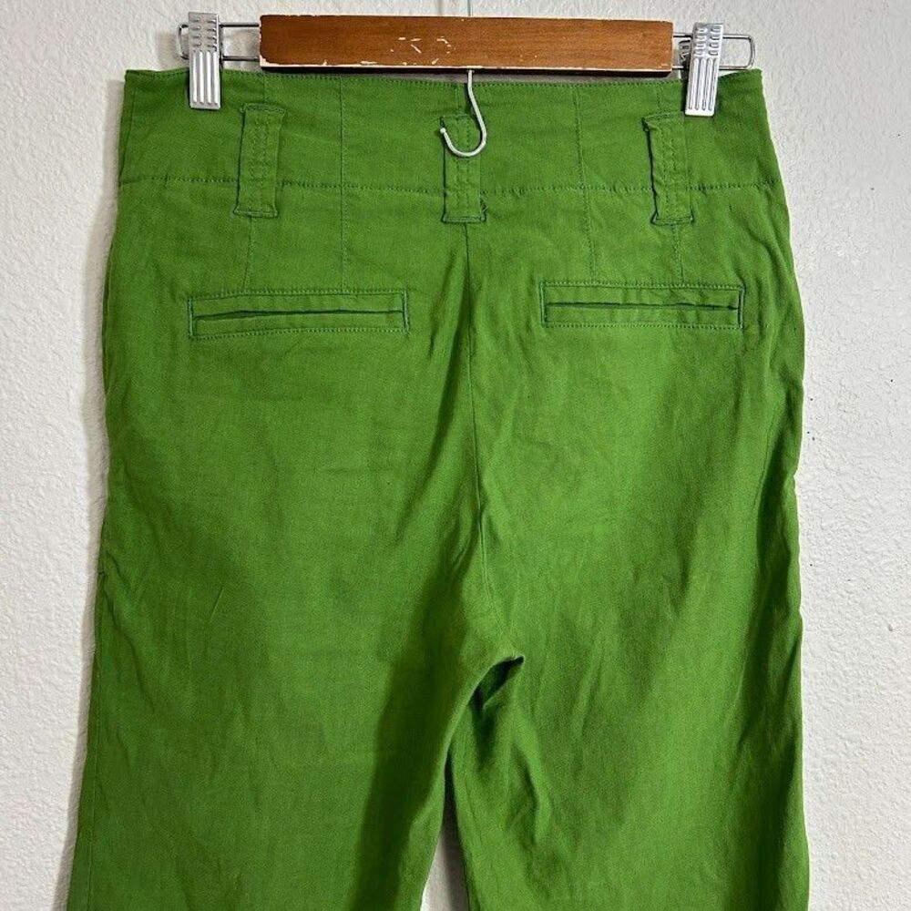 Anthropologie Maeve Naomi High Rise Wide Leg Trouser Pant 4 Green Linen Blend - Picture 5 of 8